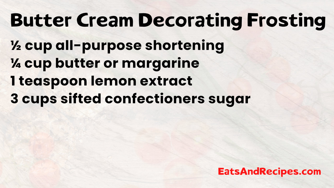 Butter Cream Decorating Frosting
