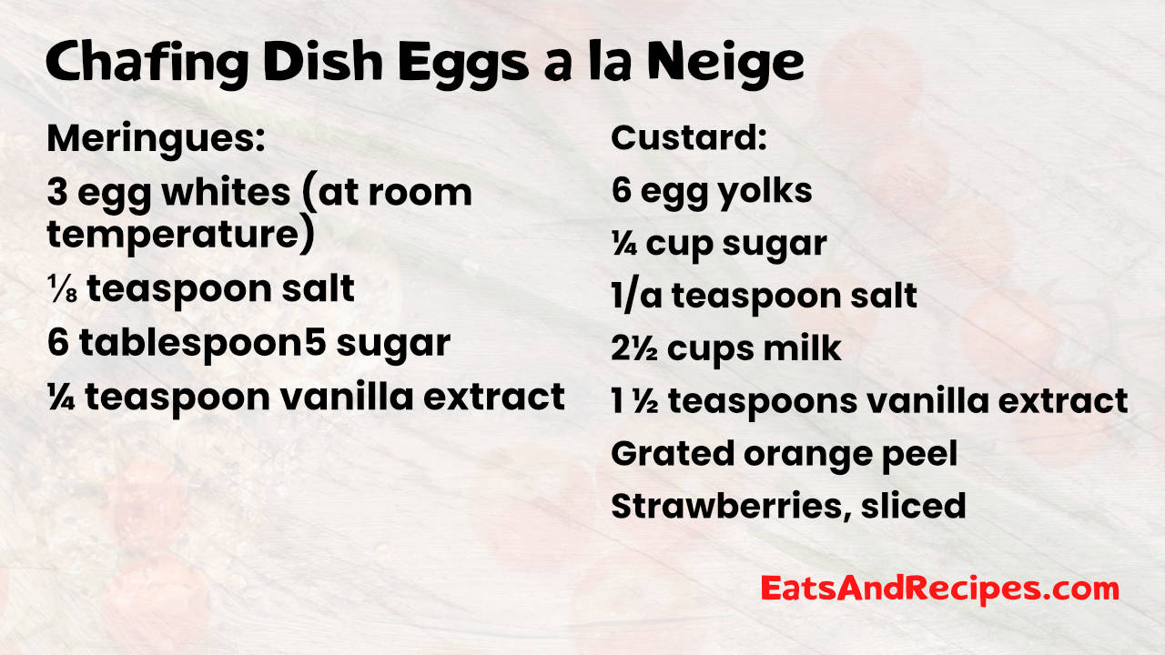 Chafing Dish Eggs a la Neige